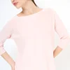 Online KIKISIX MAGLIA OVER SCOLLO BARCA MANICA 3/4 ROSA