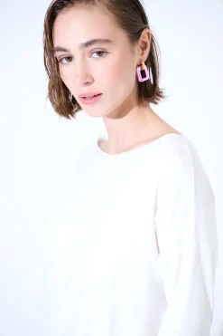 Fashion KIKISIX MAGLIA OVER SCOLLO BARCA MANICA 3/4 PANNA