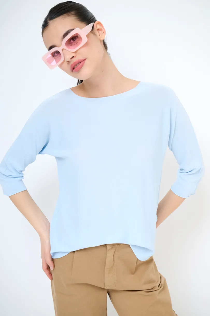 Best KIKISIX MAGLIA OVER SCOLLO BARCA MANICA 3/4 ACQUA