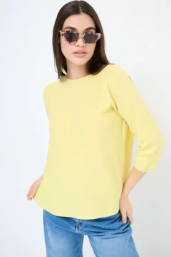 Fashion KIKISIX MAGLIA OVER SCOLLO BARCA MANICA 3/4 GIALLO