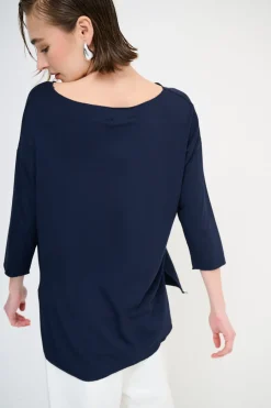 Fashion KIKISIX MAGLIA OVER SCOLLO BARCA MANICA 3/4 BLU