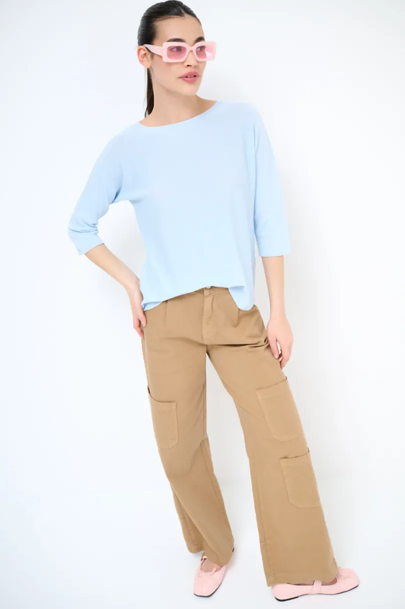 Best KIKISIX MAGLIA OVER SCOLLO BARCA MANICA 3/4 ACQUA