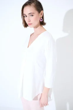 Hot KIKISIX MAGLIA OVER SCOLLO V MANICA 3/4 PANNA