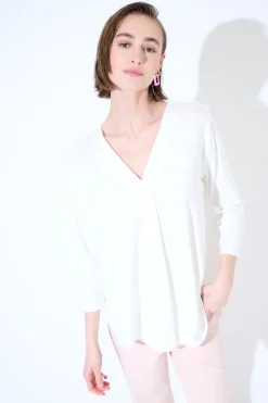 Hot KIKISIX MAGLIA OVER SCOLLO V MANICA 3/4 PANNA