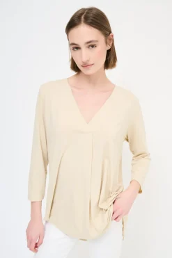 Outlet KIKISIX MAGLIA OVER SCOLLO V MANICA 3/4 BEIGE