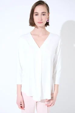 Hot KIKISIX MAGLIA OVER SCOLLO V MANICA 3/4 PANNA