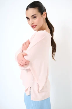 Clearance KIKISIX MAGLIA SCOLLO V OVER MANICA LUNGA ROSA