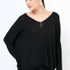 Clearance KIKISIX MAGLIA SCOLLO V OVER MANICA LUNGA NERO
