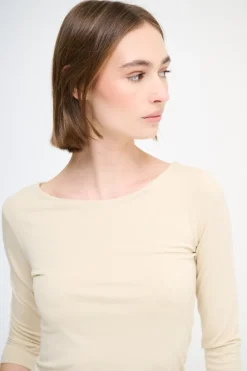 Discount KIKISIX MAGLIA SLIM PARICOLLO MANICA 3/4 BEIGE