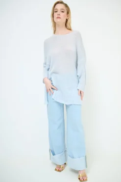 Fashion KIKISIX MAXI CON SPACCO CELESTE