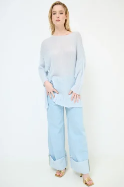 Fashion KIKISIX MAXI CON SPACCO CELESTE