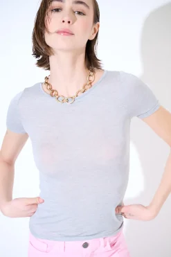 New KIKISIX MEZZA MANICA MISTO SETA RASATO PERLA