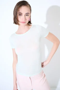 New KIKISIX MEZZA MANICA MISTO SETA RASATO ACQUA