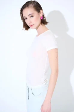 Outlet KIKISIX MEZZA MANICA MISTO SETA RASATO PANNA