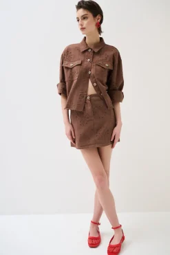 Best KIKISIX MINI CON TASCHE TESS. RICAMATO FONDO TG. VIVO MOCHA