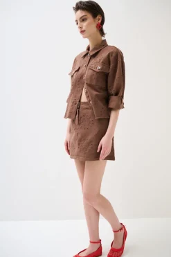 Best KIKISIX MINI CON TASCHE TESS. RICAMATO FONDO TG. VIVO MOCHA