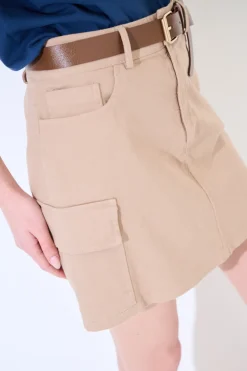 Clearance KIKISIX MINIGONNA CON TASCA E CINTURA MOCHA