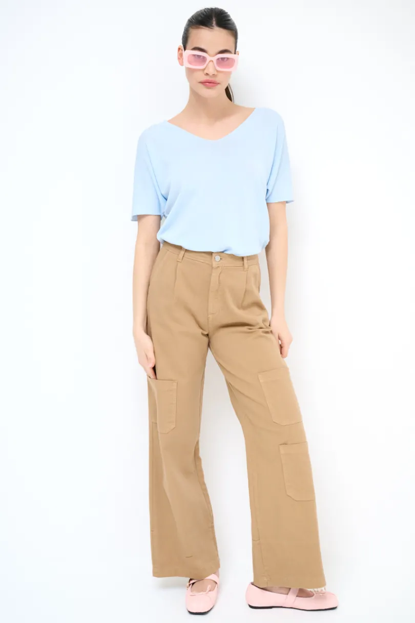 Online KIKISIX PANTA CARGO CON 3 TASCONI CAMMELLO