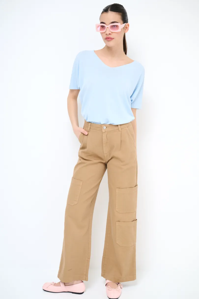 Online KIKISIX PANTA CARGO CON 3 TASCONI CAMMELLO