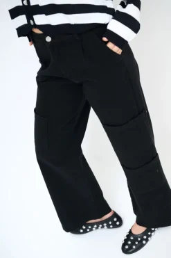 Best KIKISIX PANTA CARGO CON 3 TASCONI NERO