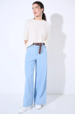 Online KIKISIX PANTA PALAZZO CON ELASTICO DT BLU CHIARO