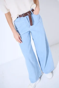 Online KIKISIX PANTA PALAZZO CON ELASTICO DT BLU CHIARO