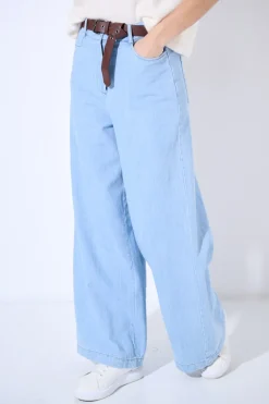 Online KIKISIX PANTA PALAZZO CON ELASTICO DT BLU CHIARO