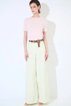 Best KIKISIX PANTALONE AMPIO CON CINTURA MEZZO ELASTICO GIALLO