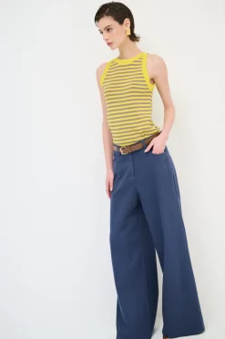 Clearance KIKISIX PANTALONE AMPIO CON CINTURA MEZZO ELASTICO BLU