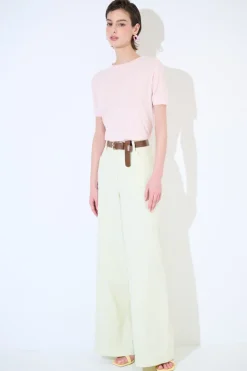 Best KIKISIX PANTALONE AMPIO CON CINTURA MEZZO ELASTICO GIALLO