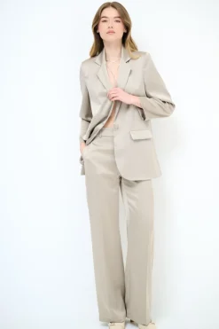 Outlet KIKISIX PANTALONE BOTTONE RICOPERTO RASO BEIGE