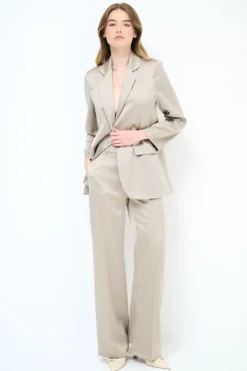 Outlet KIKISIX PANTALONE BOTTONE RICOPERTO RASO BEIGE