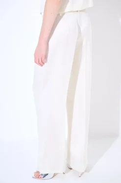 Discount KIKISIX PANTALONE BOTTONE RICOPERTO RASO PANNA