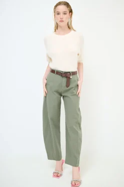 Hot KIKISIX PANTALONE CARROT CUCITURA SUL DAV. VERDE MILITARE