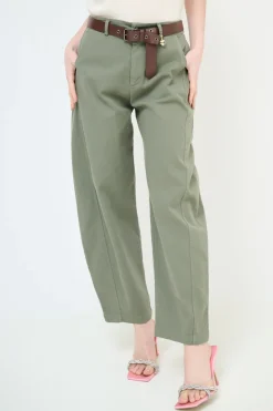 Hot KIKISIX PANTALONE CARROT CUCITURA SUL DAV. VERDE MILITARE
