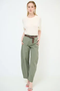 Hot KIKISIX PANTALONE CARROT CUCITURA SUL DAV. VERDE MILITARE