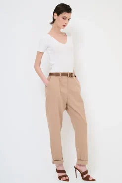 Fashion KIKISIX PANTALONE CON ELASTICO TASCHE FILETTO MOCHA