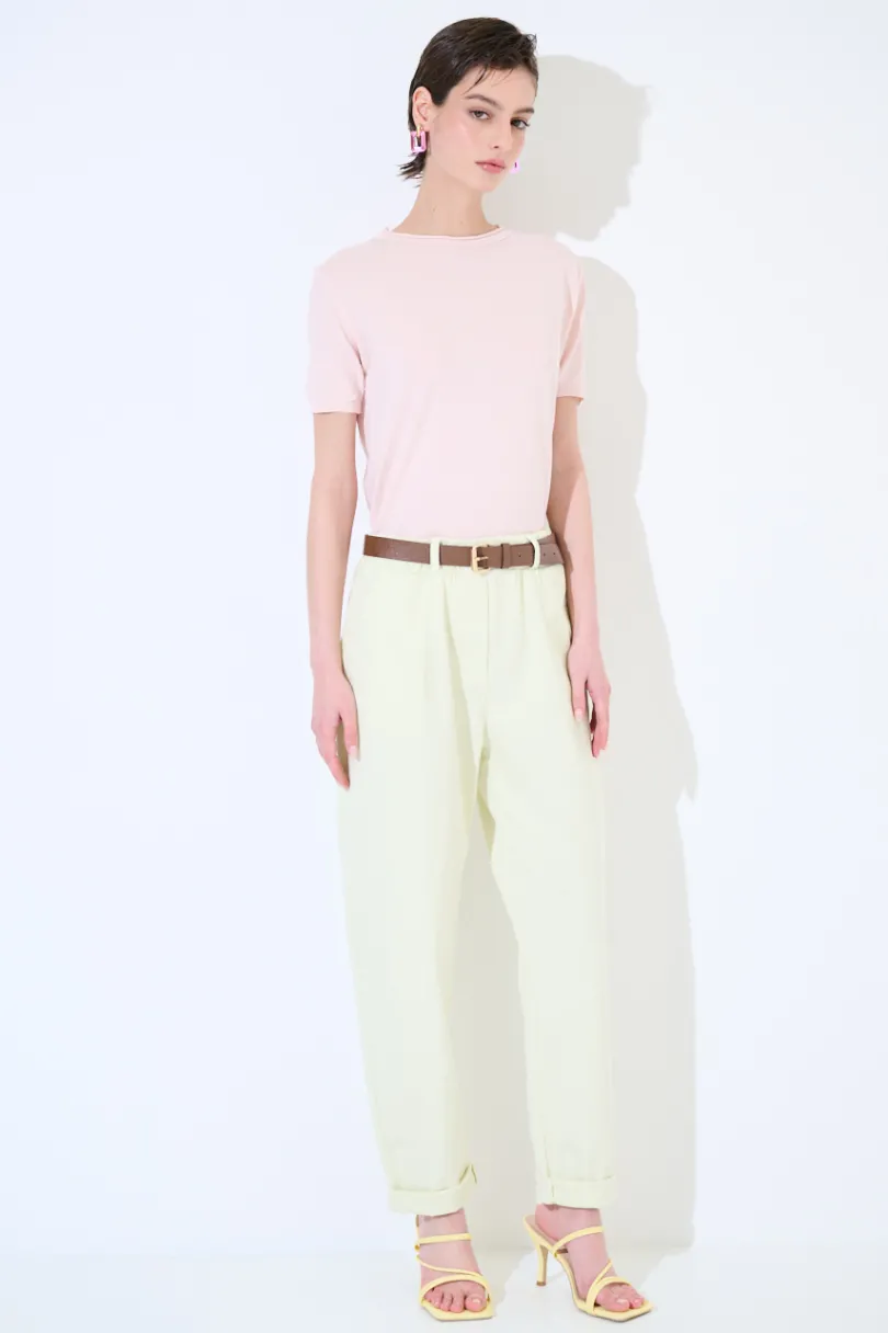 Online KIKISIX PANTALONE CON ELASTICO TASCHE FILETTO GIALLO