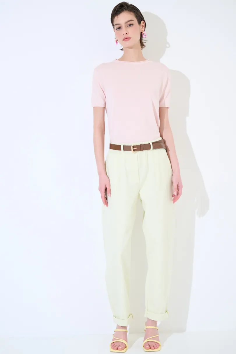 Online KIKISIX PANTALONE CON ELASTICO TASCHE FILETTO GIALLO