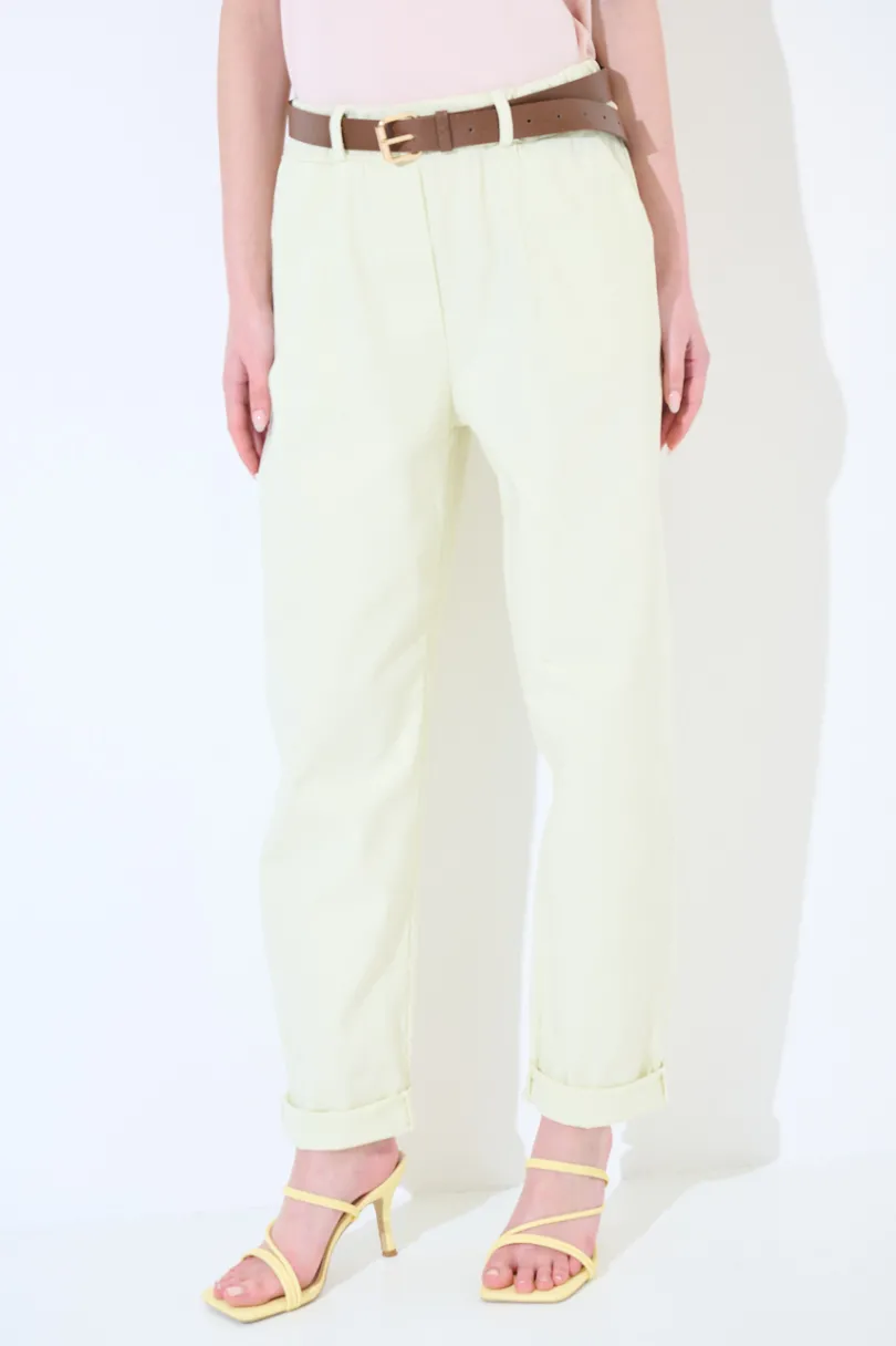 Online KIKISIX PANTALONE CON ELASTICO TASCHE FILETTO GIALLO