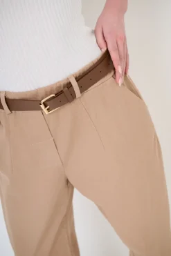 Fashion KIKISIX PANTALONE CON ELASTICO TASCHE FILETTO MOCHA