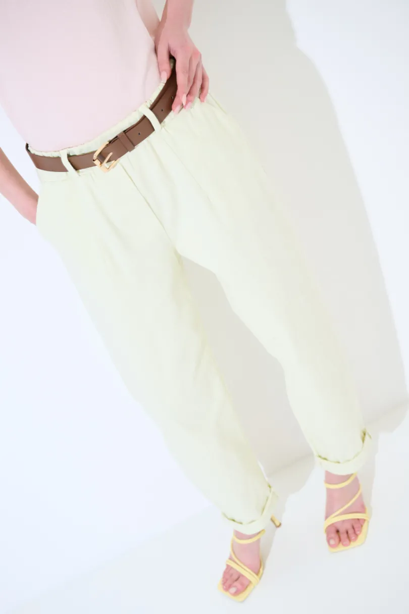 Online KIKISIX PANTALONE CON ELASTICO TASCHE FILETTO GIALLO