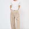 Fashion KIKISIX PANTALONE CON PIEG. BOTTONE BEIGE