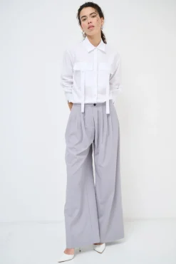 Discount KIKISIX PANTALONE CON PIEG. BOTTONE GRIGIO