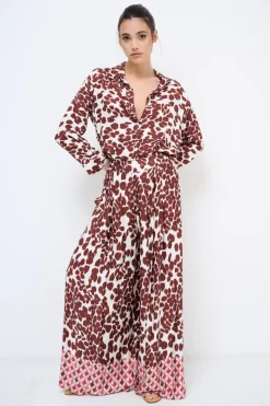 Hot KIKISIX PANTALONE CON PIEGHE MARRONE