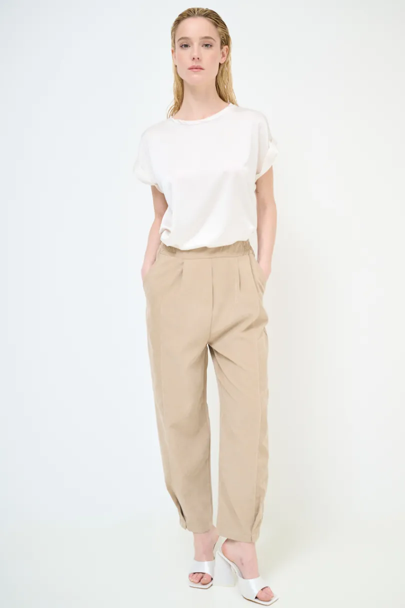 Discount KIKISIX PANTALONE DAINETTO CUCITURE DAVANTI BEIGE
