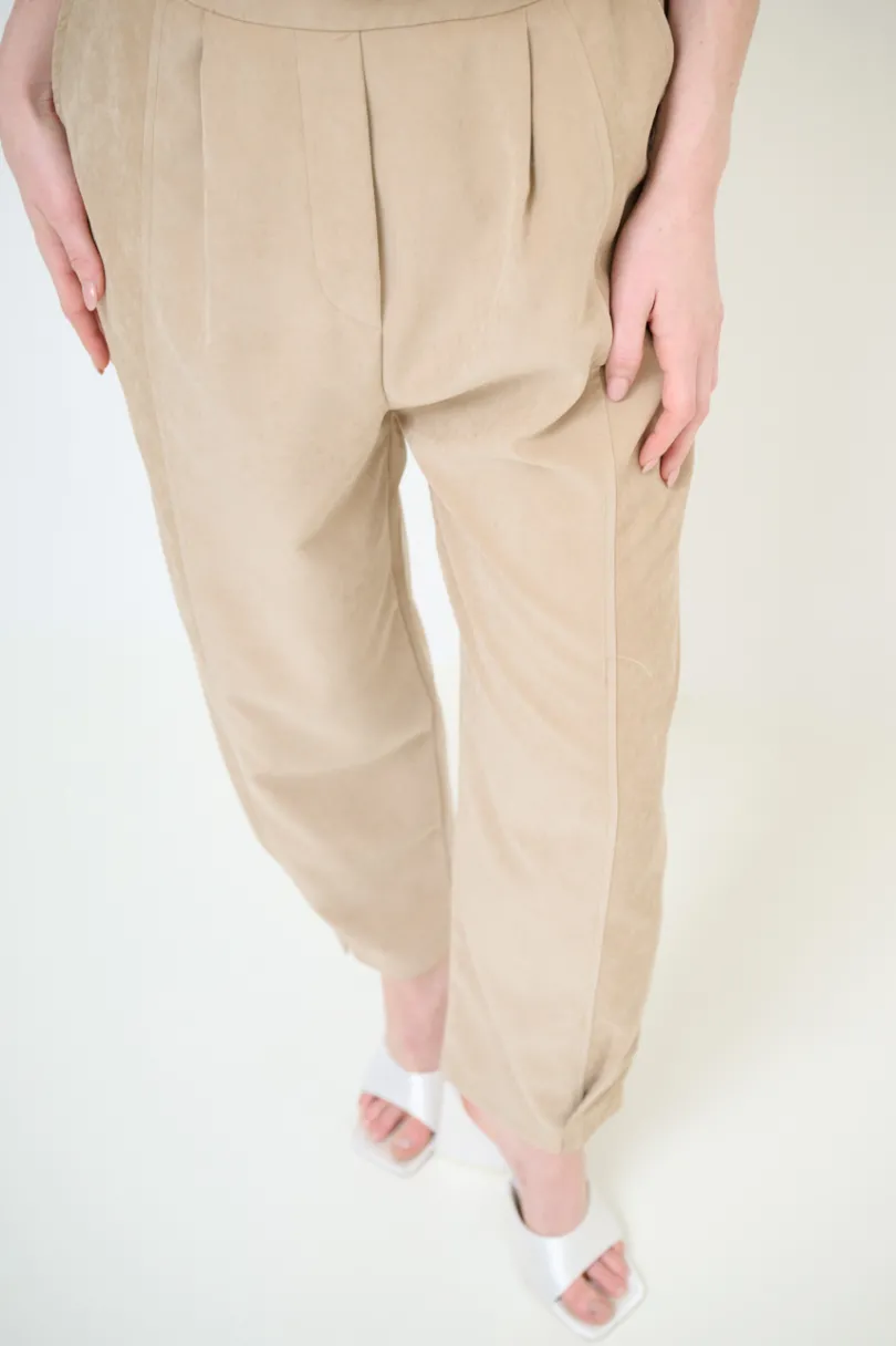 Discount KIKISIX PANTALONE DAINETTO CUCITURE DAVANTI BEIGE