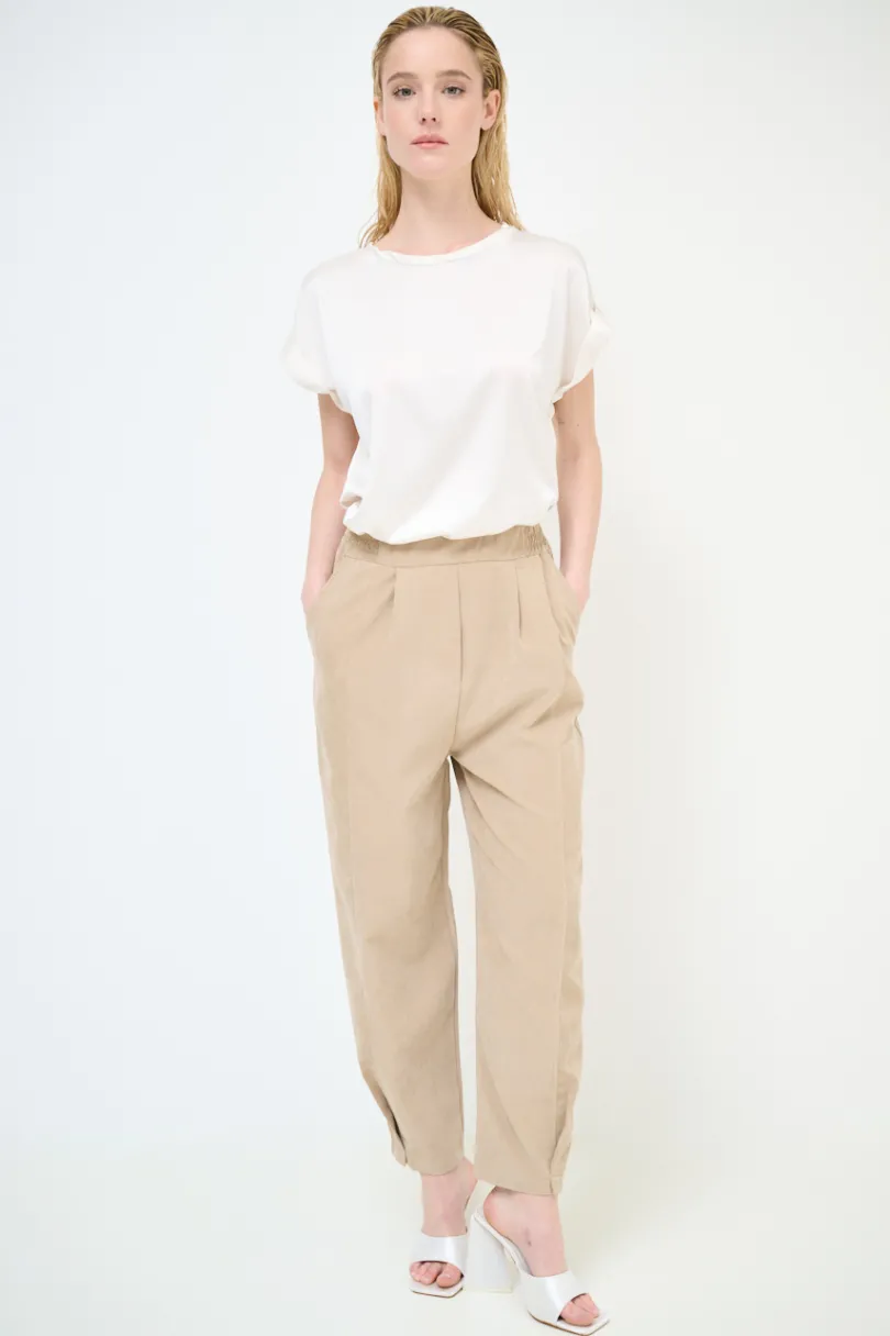 Discount KIKISIX PANTALONE DAINETTO CUCITURE DAVANTI BEIGE