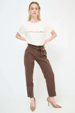 Outlet KIKISIX PANTALONE DOPPIE IMPUNTURE DV ELASTICO MORO