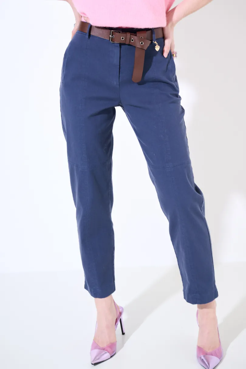 Discount KIKISIX PANTALONE DOPPIE IMPUNTURE DV ELASTICO BLU